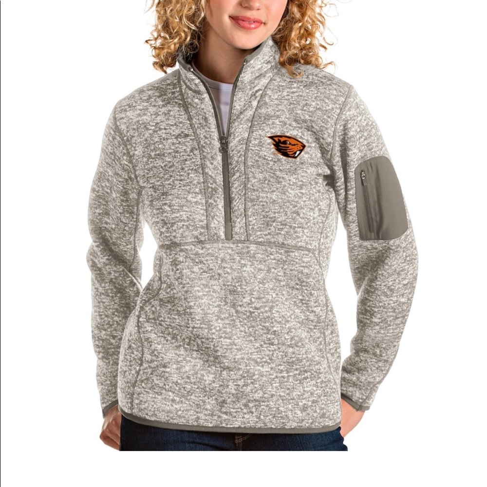 Oregon State Beavers 1/2 Zip Heathered Fleece. Sz L